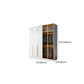 Modern Wood and Glass Wardrobe Freestanding Wardrobe with Soft Close Drawers and Doors