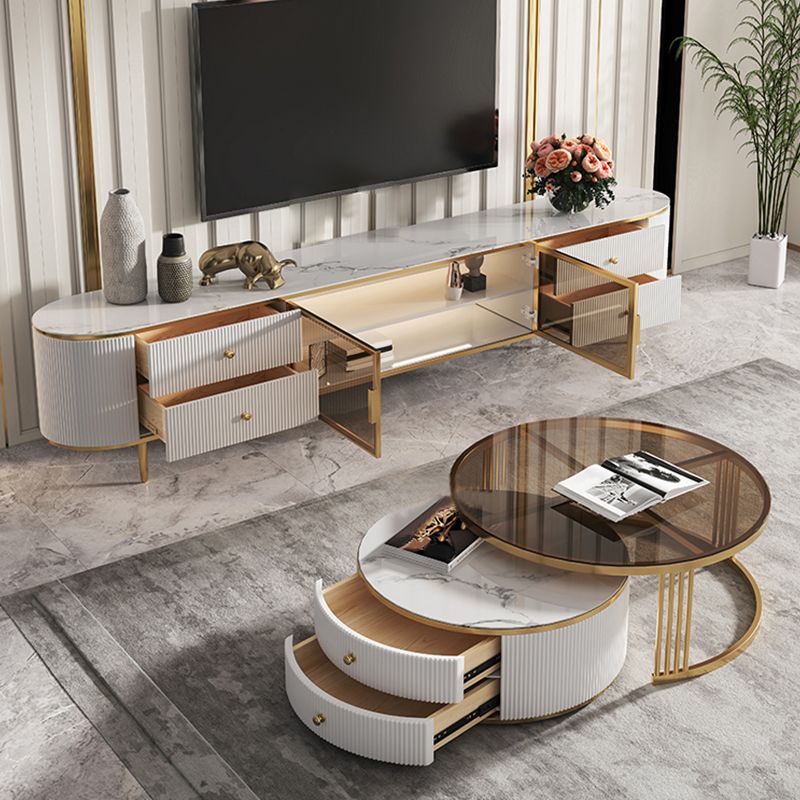 4 Drawers Glam TV Console Stone White Media Console with Doors Clearhalo 'furn' 'furn_tv_stands_entertainment_centers' 'Furniture' 'Living Room Furniture' 'TV Stands & Entertainment Centers' 'TV Stands & Media Storage Furniture' 'tv_stands_entertainment_centers' 1200x1200_5f209c2a-453c-41b9-8883-5b5b1a179327