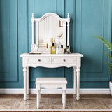 Victorian Solid Wood Vanity Makeup Dressing Table Stool Set with 2 Drawers Clearhalo 'Bedroom Furniture' 'furn' 'furn_makeup_vanities' 'Furniture' 'Makeup Vanities' 'makeup_vanities' 1200x1200_5f20fc75-a4e9-4ed1-9b35-3375a394d26d