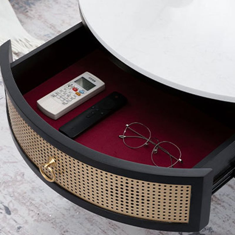 17.7" H Round Slate Coffee Table 4 Legs Cocktail Table with 2 Drawers Clearhalo 'Coffee & Accent Tables' 'Coffee Tables' 'coffee_tables' 'furn' 'furn_coffee_tables' 'Furniture' 'Living Room Furniture' 1200x1200_5f25e388-5733-4036-a41a-4f1db4da9fb9