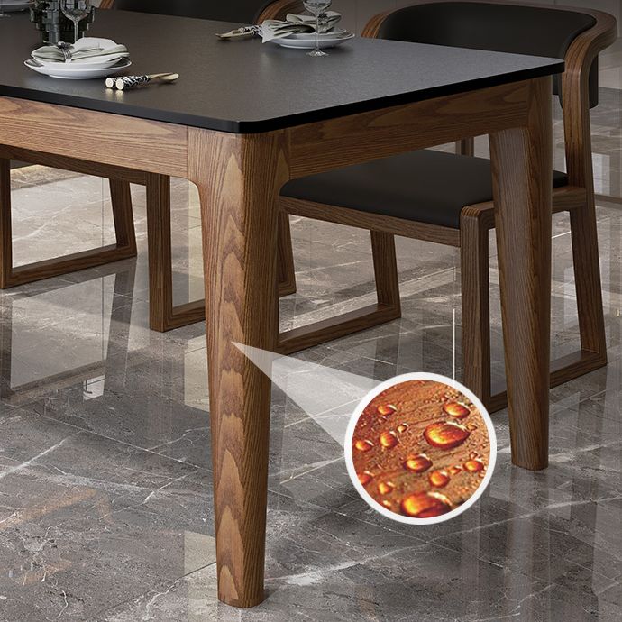 Modern Rectangle Dining Table Black Stone Top Dinette Table with Wooden Legs Clearhalo 'Dining Tables & Seating' 'Dining Tables' 'dining_table' 'furn' 'furn_dining_table' 'Furniture' 'Kitchen & Dining Furniture' 1200x1200_5f266865-a922-4cd1-a4dc-f3afe3789bf0