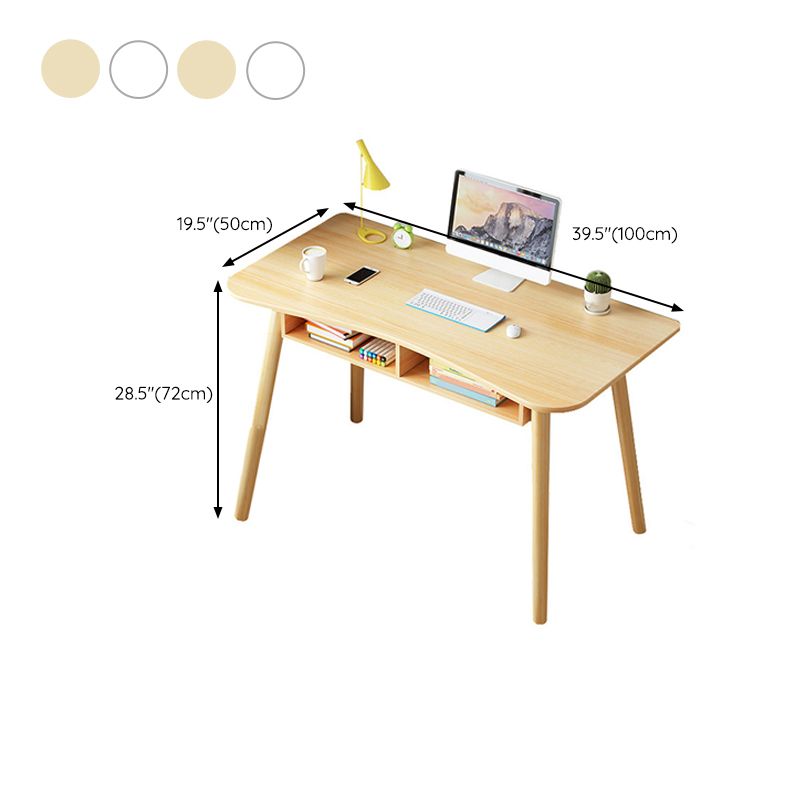 28.35-inch lange houten schrijfbureau gebogen moderne kantoorbureau met Parsons-basis