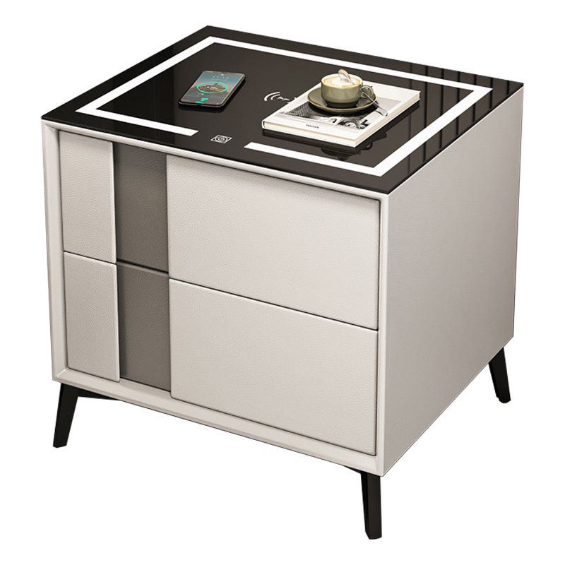 Glas und Holz Nachttisch moderner minimalistischer Nachttisch mit Schubladen