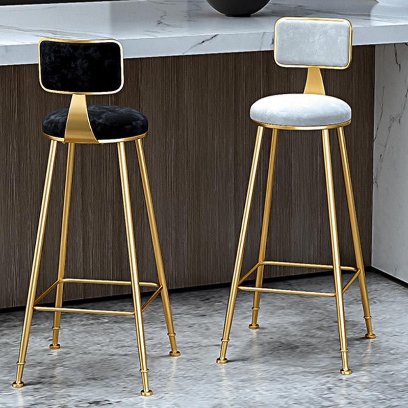 Glam Metal Barstool Velvet Gold Furniture in Matte Finish for Indoor Clearhalo 'Bar Furniture' 'Bar Stools' 'bar_stools' 'furn' 'furn_bar_stools' 'Furniture' 'Kitchen & Dining Furniture' 1200x1200_5f2c10d5-9402-41a7-978e-dc69f777dde2