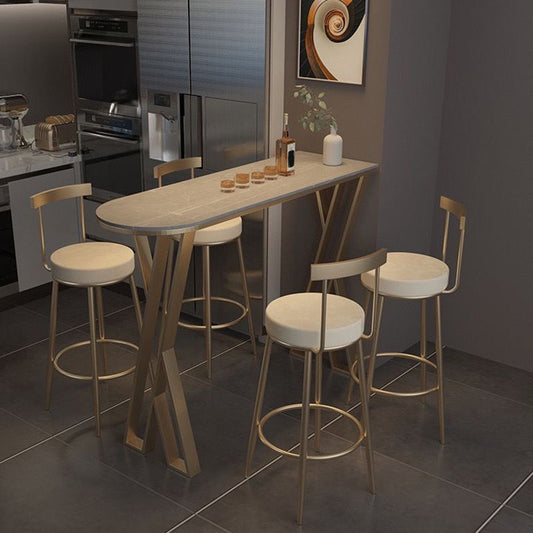 キッチン用の焼結石ビストロバーテーブルメタルベースバーテーブル