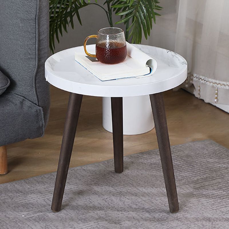 モダンラウンド/楕円形の木材エンドテーブルトレイトップソファサイドテーブルブラック/ホワイト/ブラウン