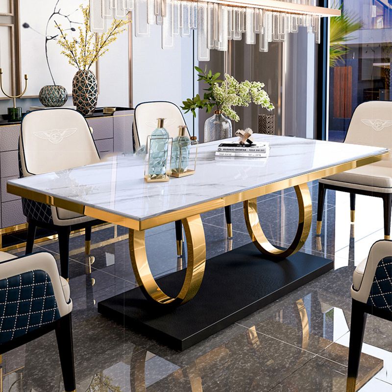 Traditional Luxury Rectangle Dining Table Sintered Stone Table with Trestle Base Clearhalo ' dining_table' 'Dining Tables & Seating' 'Dining Tables' 'furn' 'furn_dining_table' 'Furniture' 'furniture_dining_table' 'Kitchen & Dining Furniture' 'kitchen&dining_furn' 'kitchen' 'kitchen_dining_table' 1200x1200_5f326007-d05e-4281-ab8f-2baab5cb3902