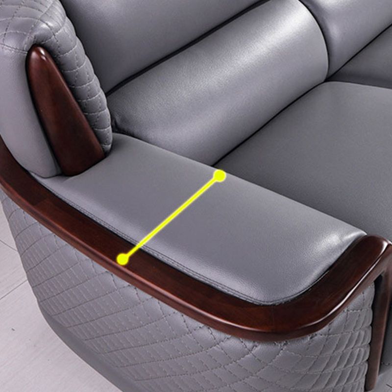 Genuine Leather Sectional Grey Cushion Back Sofa and Chaise for Living Room Clearhalo 'furn' 'furn_sectionals' 'Furniture' 'furniture_sectionals' 'Living Room Furniture' 'Sectionals' 1200x1200_5f335264-434e-43b5-baea-ca1cbaeb9e2f