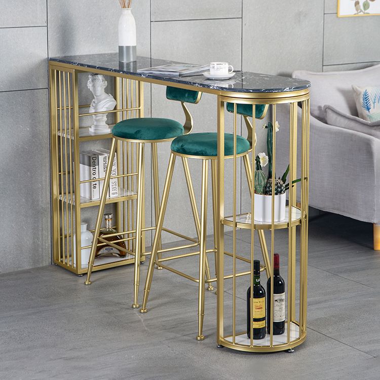 Glam Specialty Bar Dining Table Stone Bistro Bar Table with Shelves Clearhalo 'Bar Furniture' 'Bar Tables' 'bar_tables' 'furn' 'furn_bar_tables' 'Furniture' 'Kitchen & Dining Furniture' 1200x1200_5f336cbf-bc88-4aa5-a7b9-9d84ec2e873d