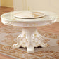 Oak Wood Victorian Round Table Faux Marble Top Dining Table with Pedestal Base Clearhalo 'Dining Tables & Seating' 'Dining Tables' 'dining_table' 'furn' 'furn_dining_table' 'Furniture' 'furniture_dining_table' 'Kitchen & Dining Furniture' 'kitchen' 'kitchen_dining_table' 1200x1200_5f338efa-085b-4e9a-acd1-ea9c4674607f
