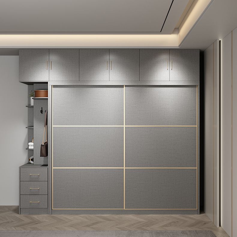 Couleur gris de style contemporain tige de tissu en bois incluse la garde-robe placard