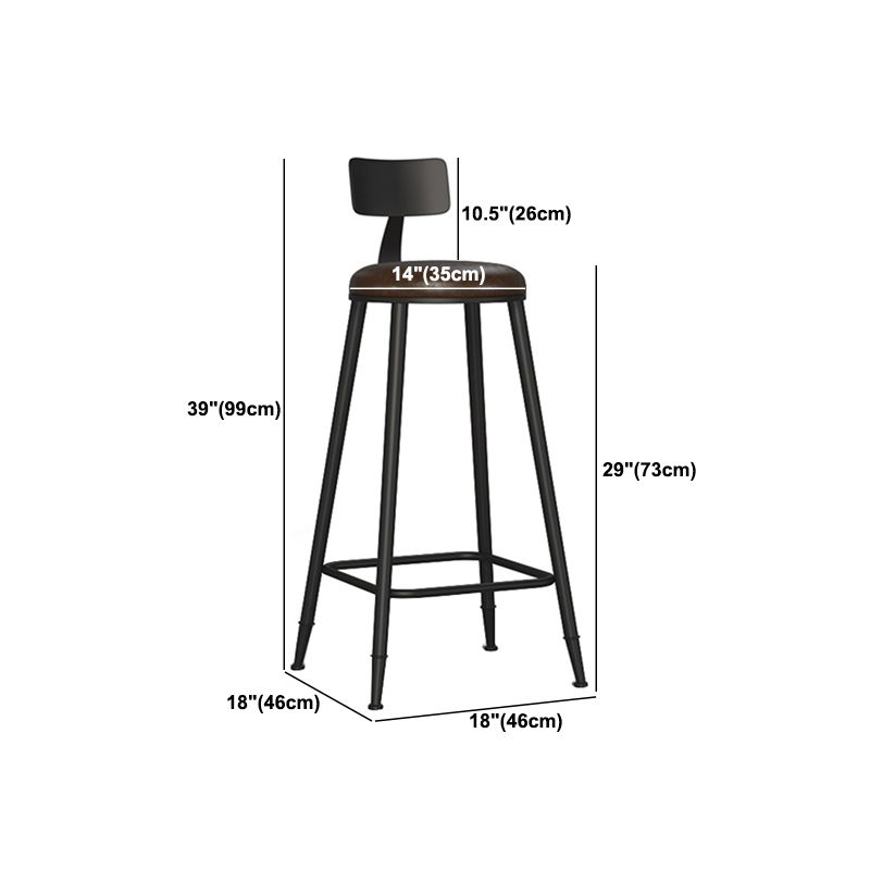 Industrial Metal Bar-stool with Black Base Round Low Back Counter-height Stool for Shop Clearhalo 'Bar Furniture' 'Bar Stools' 'bar_stools' 'furn' 'furn_bar_stools' 'Furniture' 'Kitchen & Dining Furniture' 1200x1200_5f35376b-b203-4ebd-b283-9a185eade832