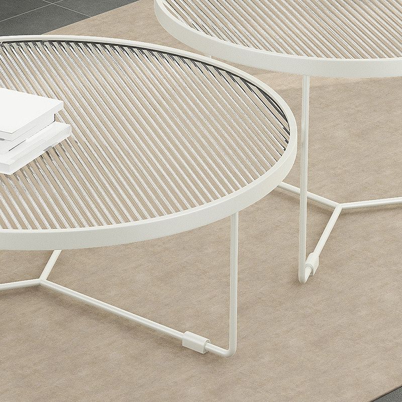 Trova in vetro temperato in stile moderno Base di ferro bianco/nero Tavolino rotondo