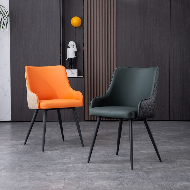 Contemporary Metal Dining Room Chairs Faux Leather Dining Chairs for Home Use Clearhalo ' kitchen&dining_furn' 'Dining Chairs' 'Dining Tables & Seating' 'dining_chair' 'furn' 'furn_dining_chair' 'Furniture' 'furniture_dining_chair' 'Kitchen & Dining Furniture' 'kitchen' 1200x1200_5f39dac8-906b-476b-b1cf-c4a3957a54e4