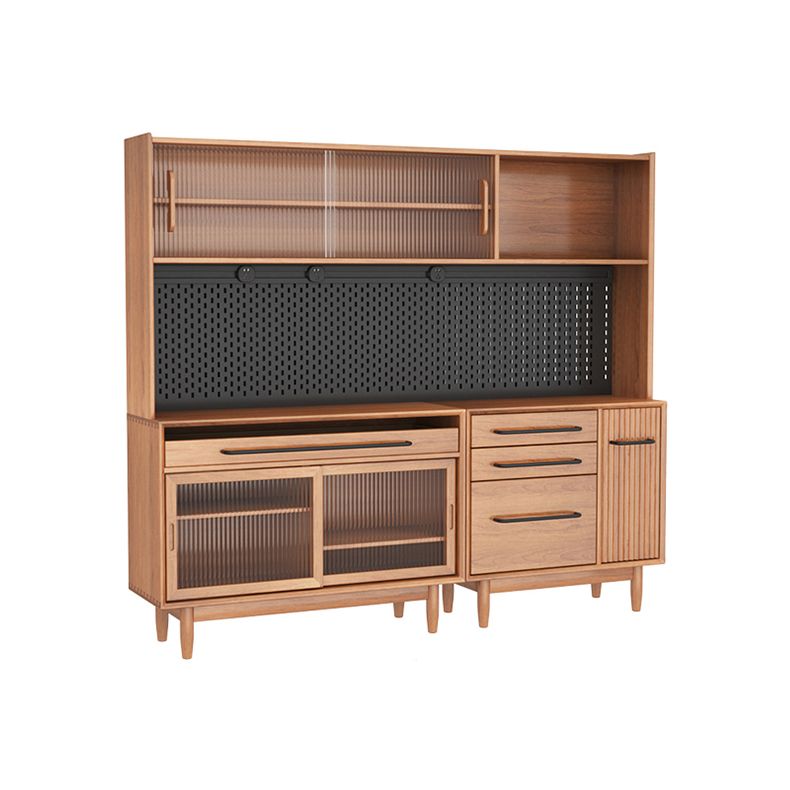 Glam Solid Wood Sideboard Glass Doors Dining Server for Kitchen Clearhalo 'buffet_sideboard' 'Buffets & Sideboards' 'furn' 'furn_buffet_sideboard' 'Furniture' 'Kitchen & Dining Furniture' 1200x1200_5f3a06ab-09e6-49ea-b230-adf759459d86