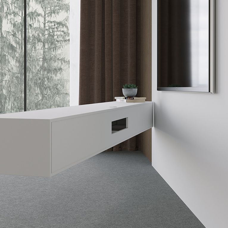 Modernismus schwimmender Eckfernsehständer, Holzfernseher in Weiß mit Lagerung