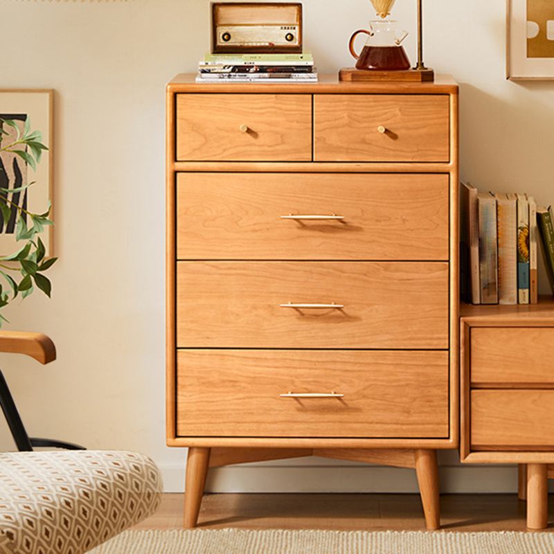 Contemporary Pine Wood Accent Chest 39" Tall Side Cabinet with 5 Drawers Clearhalo 'Cabinets & Chests' 'cabinets_chests' 'furn' 'furn_cabinets_chests' 'Furniture' 'Living Room Furniture' 1200x1200_5f3c8a7e-de5c-4c35-8c68-70c6b93a9072