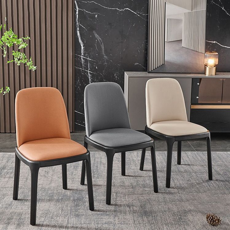 Contemporary Style Dining Chair Solid Back Dining Armless Side Chair with Wooden Legs