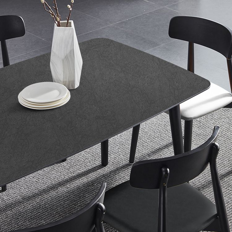 Black Modern Stone Top Dining Table Set 1/4/5/7 Pieces Dining Set with Wooden Chairs Clearhalo 'Dining Room Sets' 'Dining Tables & Seating' 'dining_room_set' 'furn' 'furn_dining_room_set' 'Furniture' 'Kitchen & Dining Furniture' 1200x1200_5f3d9af9-0f95-4e86-a8ae-d07c189f88d0