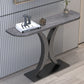 12 inch Wide Glam Accent Table Half Moon Shape Metal Console Table for Hall Clearhalo 'Console Tables' 'console_tables' 'Entry & Mudroom Furniture' 'furn' 'furn_console_tables' 'Furniture' 1200x1200_5f3ed38c-2d96-4c29-89e6-cbedc5a2545d
