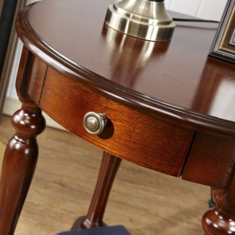 Traditional 24..4" Tall End Table in Brown Solid Wood Round Side Table with Shelf Clearhalo 'Coffee & Accent Tables' 'End & Side Tables' 'end_side_tables' 'furn' 'furn_end_side_tables' 'Furniture' 'Living Room Furniture' 1200x1200_5f3f6aa3-ba03-4b41-9fcb-7279af75aa5c