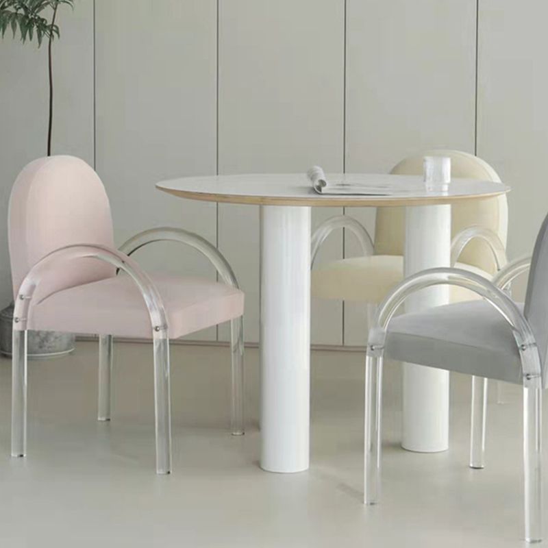 Glam Acrylic Dining Armchair Upholstered Velvet Dining Arm Chair Clearhalo 'Dining Chairs' 'Dining Tables & Seating' 'dining_chair' 'furn' 'furn_dining_chair' 'Furniture' 'Kitchen & Dining Furniture' 1200x1200_5f40ae76-6a6a-4b10-a34b-90d362962516