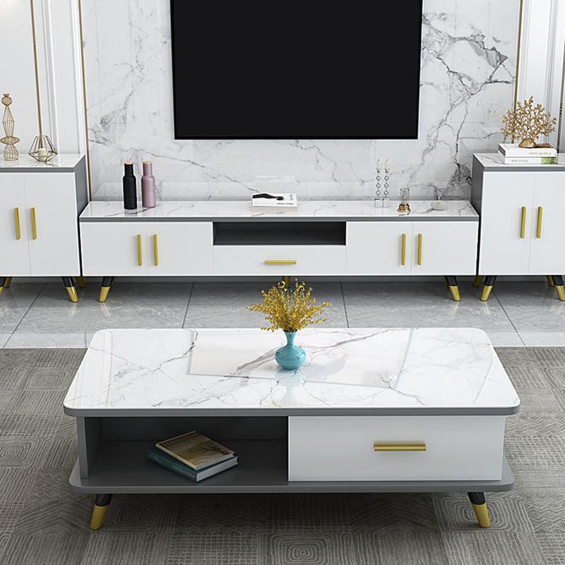 14" W Modern TV Media Stand Open Shelving TV Media Console with Drawers Clearhalo 'furn' 'furn_tv_stands_entertainment_centers' 'Furniture' 'Living Room Furniture' 'TV Stands & Entertainment Centers' 'TV Stands & Media Storage Furniture' 'tv_stands_entertainment_centers' 1200x1200_5f428e62-d8ca-4bdf-b997-49c2a80acdc3