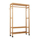 Modern Coat Rack Solid Wood Storage Shelves Clothes Hanger with Castors