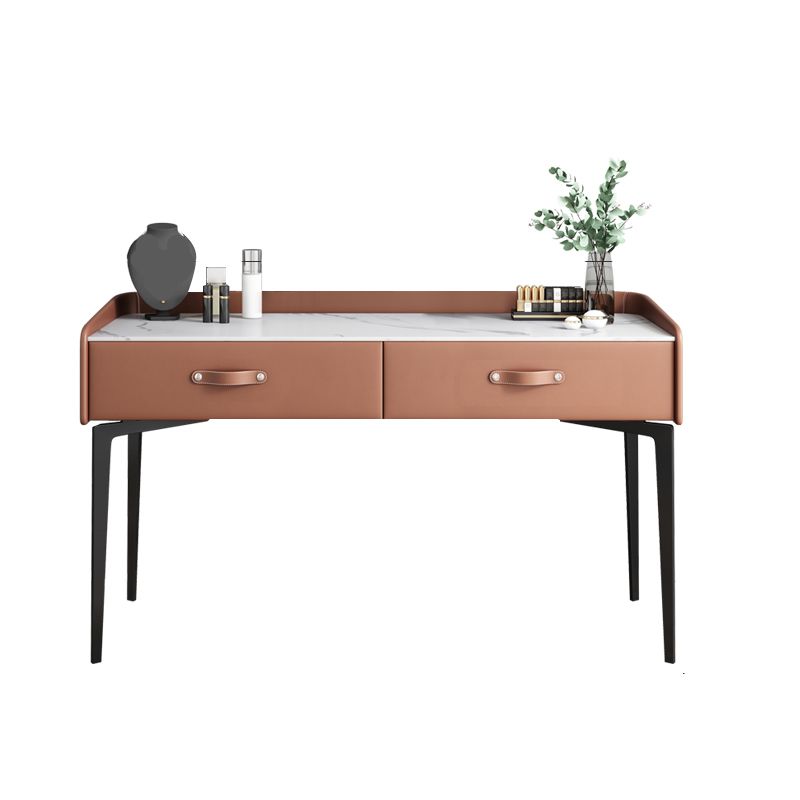 Faux Leder Waschtisch und Hocker in Orange/Grau -Schminktisch