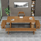 Rectangle Double Pedestal Dining Table Industrial Natural Wood and Metal Table