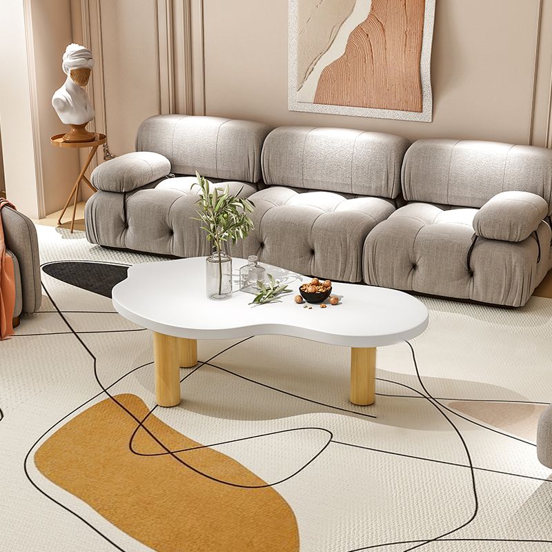 Legno moderno 3 gambe tavolo da cocktail in forma libera da caffè - bianco