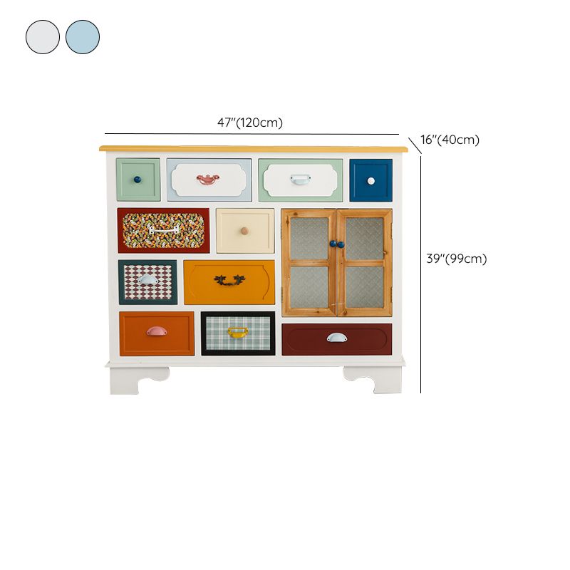 Coastal Storage Chest Dresser Manufactured Wood Dresser with Drawers and Doors