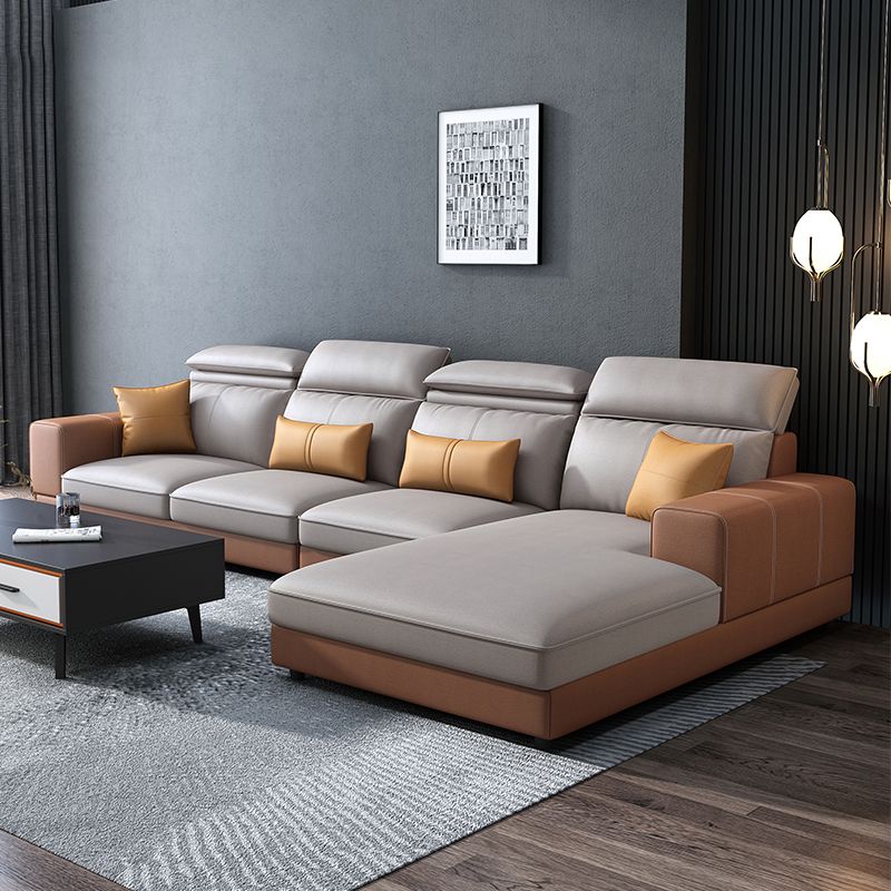 Sectivo de brazo cuadrado de cuero con faux de espalda alta con forma de L con resistencia al desgaste