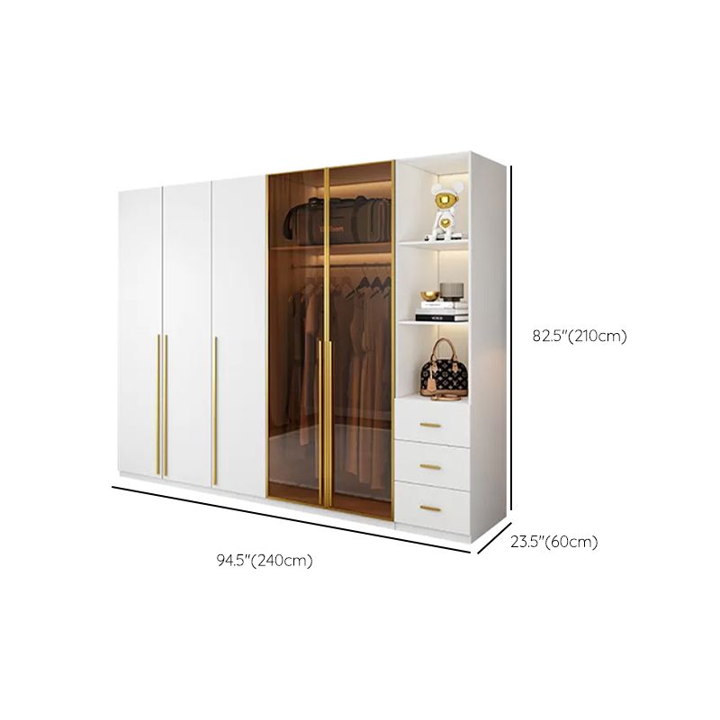 Modern White Wood Frame Wardrobe Armoire Freestanding Wardrobe with Soft Close Drawers Clearhalo 'Armoires & Wardrobes' 'armoires_wardrobes' 'Bedroom Furniture' 'furn' 'furn_armoires_wardrobes' 'Furniture' 1200x1200_5f48a8f0-08ae-4747-ab59-f0717b879c69