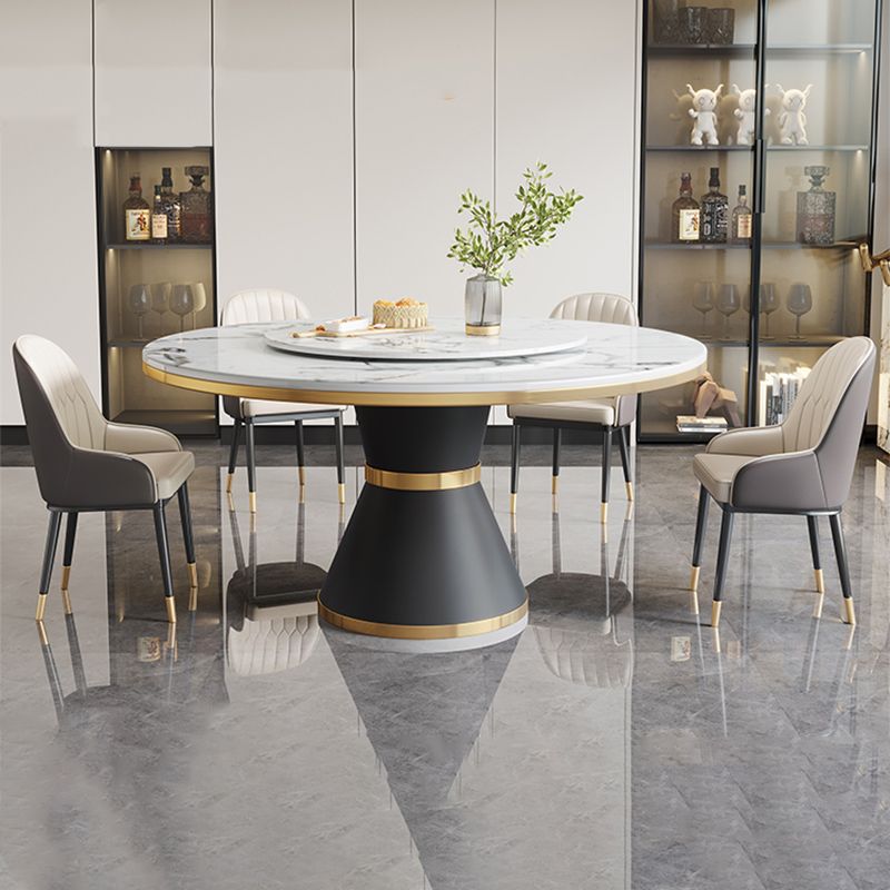 Modern Dining Set 1/5/7 Pcs Round Marble Dining Table and Upholstered Chairs Clearhalo 'Dining Room Sets' 'Dining Tables & Seating' 'dining_room_set' 'furn' 'furn_dining_room_set' 'Furniture' 'Kitchen & Dining Furniture' 1200x1200_5f48b4d4-16ac-41ac-b212-8a34cce944fe