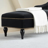 Modern Velvet Upholstered Cushioned One Armed Chaise Lounge with Nailhead Trim