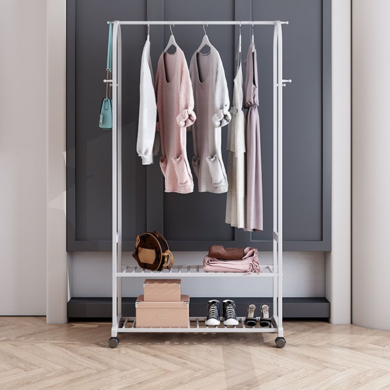 Contemporary Free Standing Coat Rack Storage Shelves Metal Coat Rack with Castors Clearhalo 'Entry & Mudroom Furniture' 'furn' 'furn_hall_tree_coat_racks' 'Furniture' 'Hall Trees & Coat Racks' 'hall_tree_coat_racks' 1200x1200_5f4dce12-8d80-4e14-a0f3-e6305150cbff