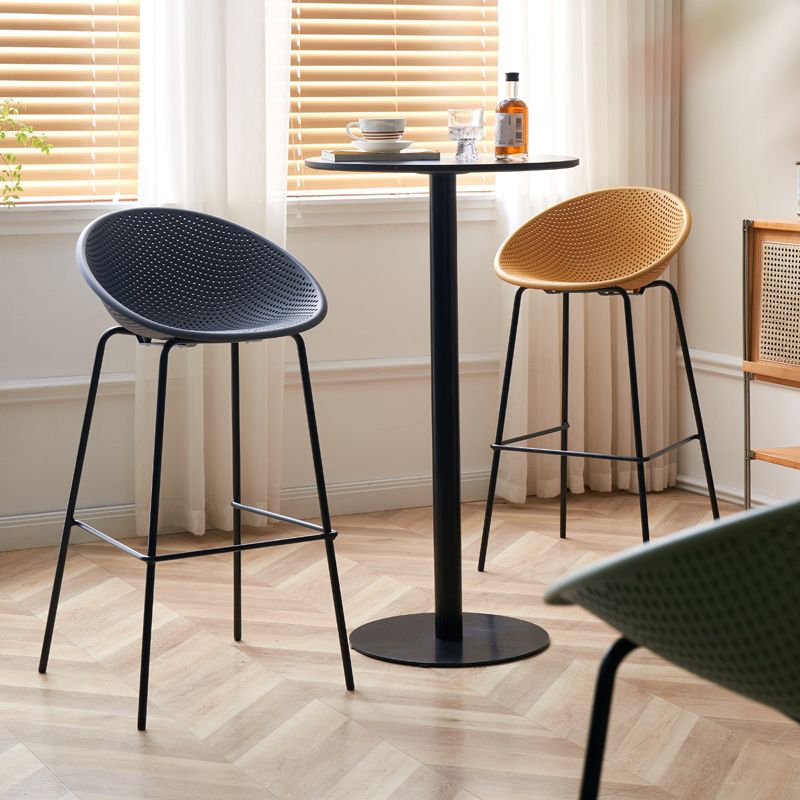 Nordic Backrest Counter Stool with Metal Base Plastic Armless Bar Chair with 4 Legs Clearhalo 'Bar Furniture' 'Bar Stools' 'bar_stools' 'furn' 'furn_bar_stools' 'Furniture' 'Kitchen & Dining Furniture' 1200x1200_5f4e046a-7b97-4427-9c2e-cabf4acb80e8