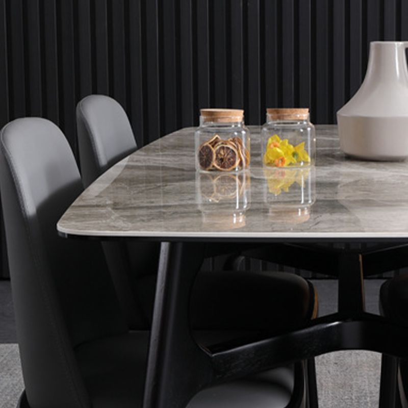 Industrial Rectangle Dining Table Gray Stone Top Table with Black Frame Clearhalo 'Dining Tables & Seating' 'Dining Tables' 'dining_table' 'furn' 'furn_dining_table' 'Furniture' 'Kitchen & Dining Furniture' 1200x1200_5f4e15de-23ef-434b-bbd0-8e72a0ae4506