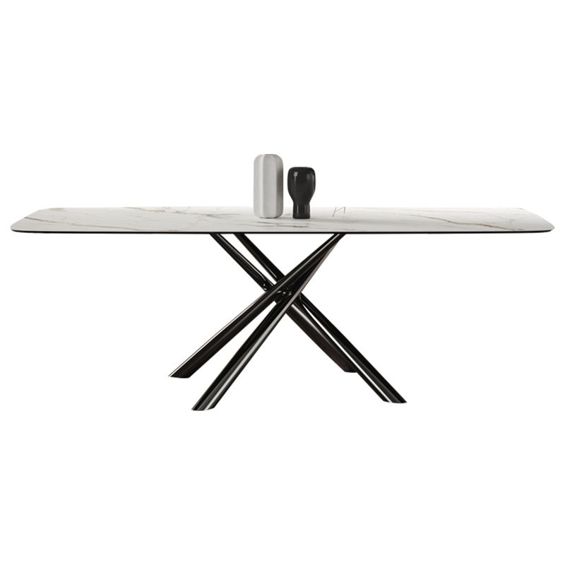 Rectangle Dining Table Industrial Stone Table in White for Dining Room Clearhalo 'Dining Tables & Seating' 'Dining Tables' 'dining_table' 'furn' 'furn_dining_table' 'Furniture' 'Kitchen & Dining Furniture' 1200x1200_5f4f3eae-205f-4364-aa1d-ba81d582f4cc