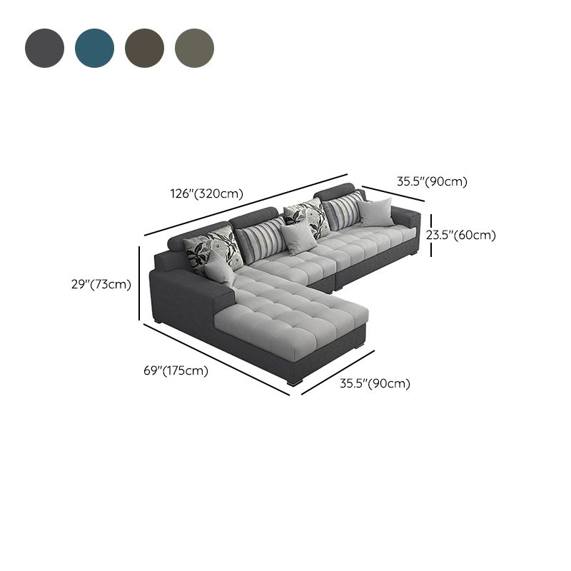 Slipcovered Square Arm Sectional Modern Fabric 4-seater Sectional Clearhalo 'furn' 'furn_sectionals' 'Furniture' 'Living Room Furniture' 'Sectionals' 1200x1200_5f51148a-89a2-4b3d-9cde-7879df29cbdd