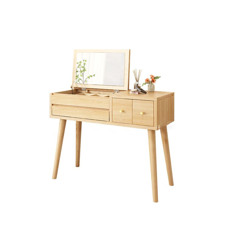 Scrivania in legno massello scrivania da remoto set di vanità per trucco specchio con cassetto