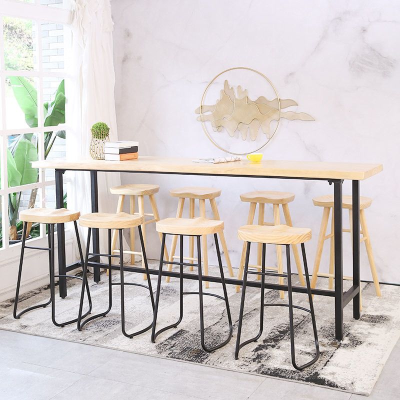 Metal Base Bar Table Rectangular Wood Top Bistro Pub Table for Bar Clearhalo 'Bar Furniture' 'Bar Tables' 'bar_tables' 'furn' 'furn_bar_tables' 'Furniture' 'Kitchen & Dining Furniture' 1200x1200_5f534f5c-e766-4cd5-945b-d4034c3c883a