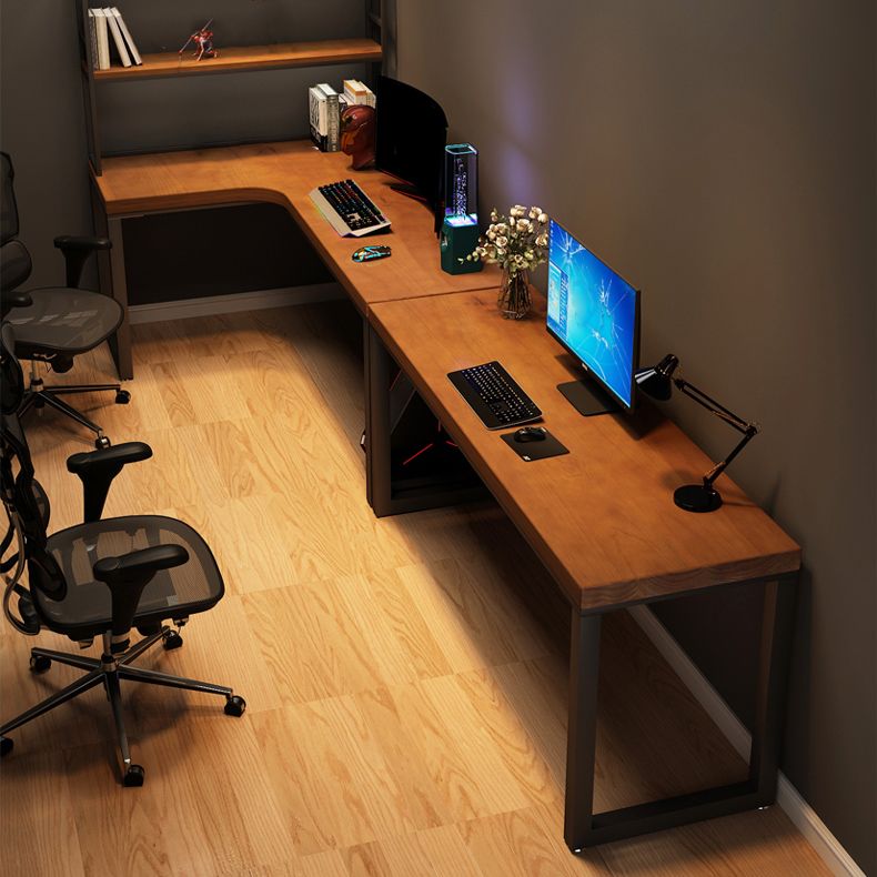 Rectangular Corner Writing Desk Solid Wood Office Desk with Iron Legs for Bedroom Clearhalo 'furn' 'furn_office_desk' 'Furniture' 'Office Desks' 'Office Furniture' 'office_desk' 1200x1200_5f5390db-5f8b-4e7a-9613-e5234c6650f7