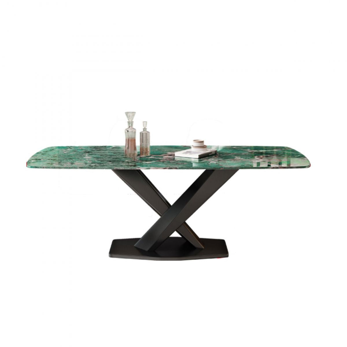 Mesa de comedor de piedra y metal Mesa de comedor rectangular moderna