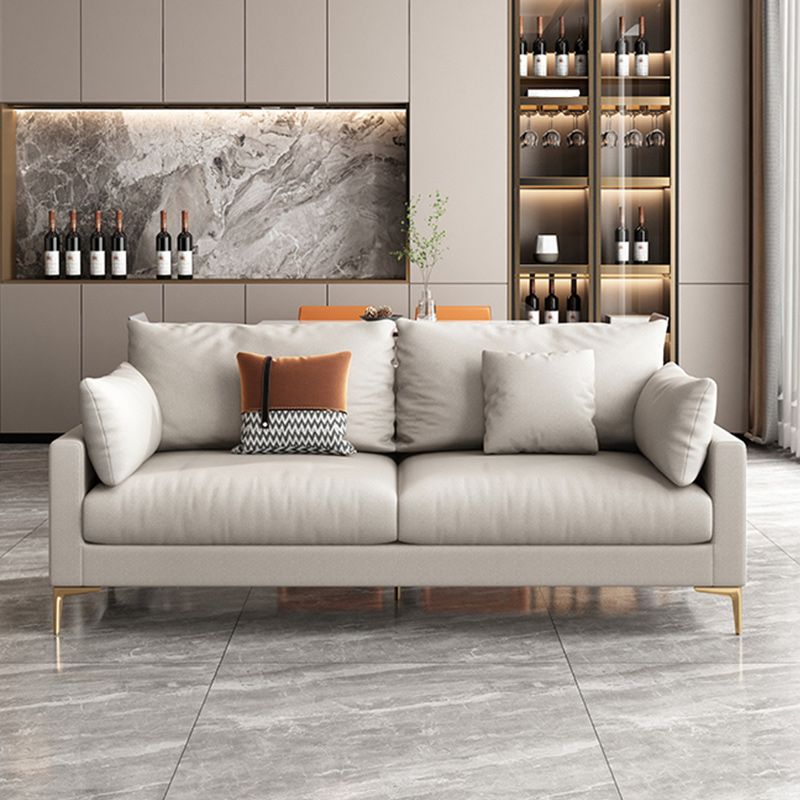 Sofá de brazo cuadrado contemporáneo resistente a las manchas de cuero sintética