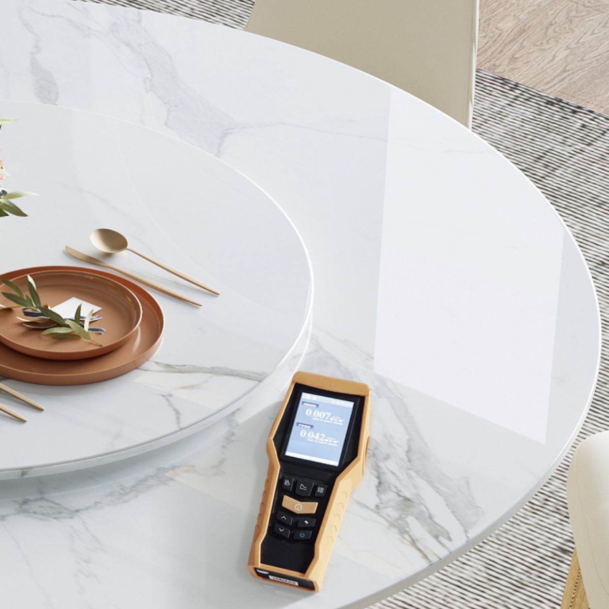 Moderne ronde eettafel massief houten voetstuk eettafel voor eetkamer
