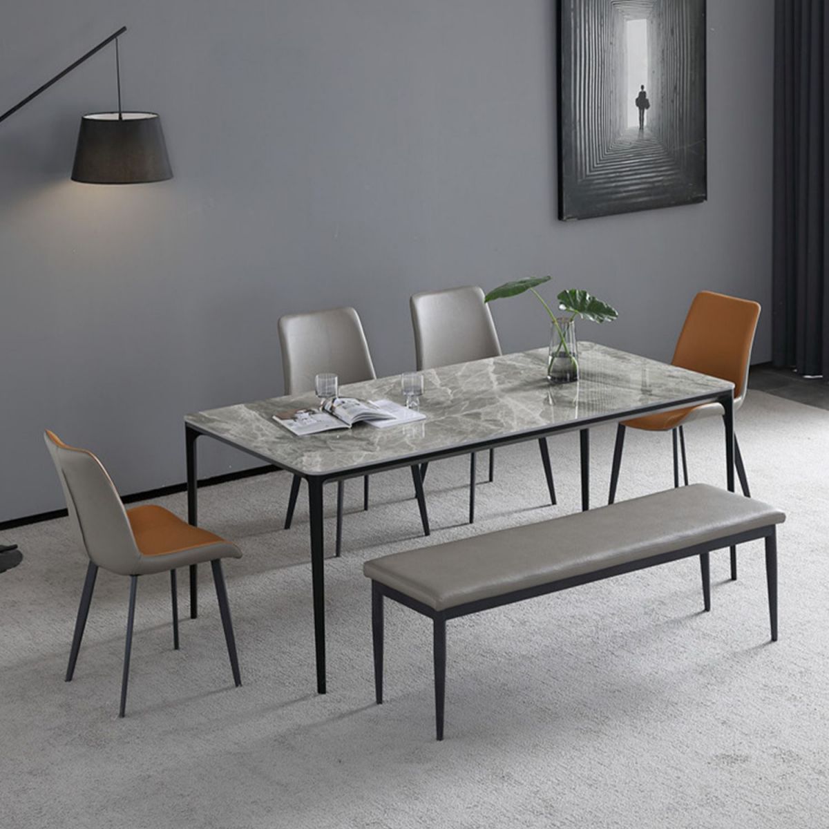 Modern Solid Color Seating Bench Upholstered Bench with Cushioned Clearhalo 'Benches' 'Chairs & Seating' 'furn' 'furn_benches' 'Furniture' 'Living Room Furniture' 1200x1200_5f57c80b-6440-4db4-912f-48e760962b6b