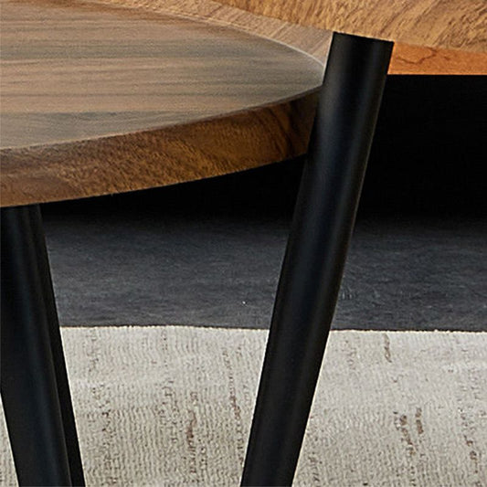 Tavolino in legno rotondo/ovale moderno in metallo a 4 gambe tavolino