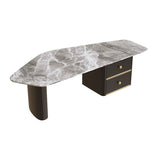 Glam Geometric Coffee Table Slate Top Cocktail Table for Living Room
